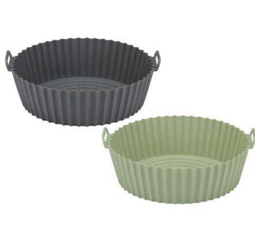 Cestini Stampi in Silicone per Friggitrice ad Aria Ø 23cm - Set 2 Pezzi Antiaderenti