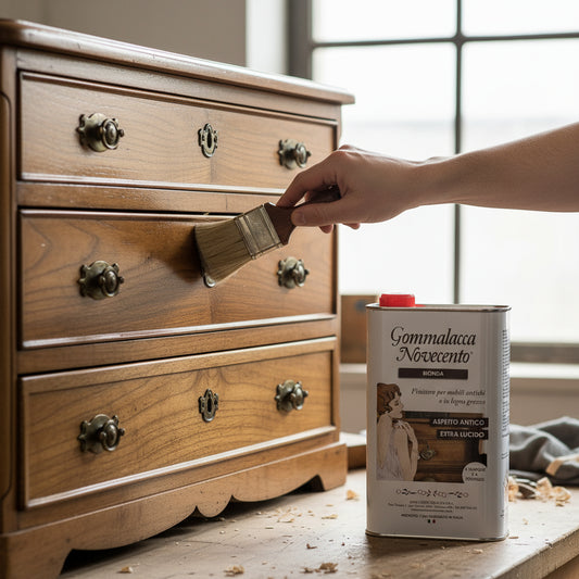 Vernice Gommalacca Novecento 0832 Biondo 1 Litro - Finitura Professionale Legno