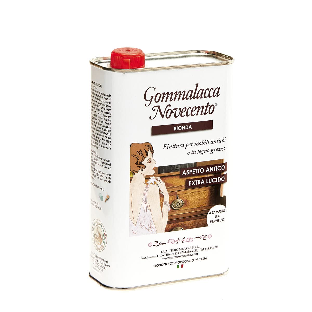 Vernice Gommalacca Novecento 0832 Biondo 1 Litro - Finitura Professionale Legno