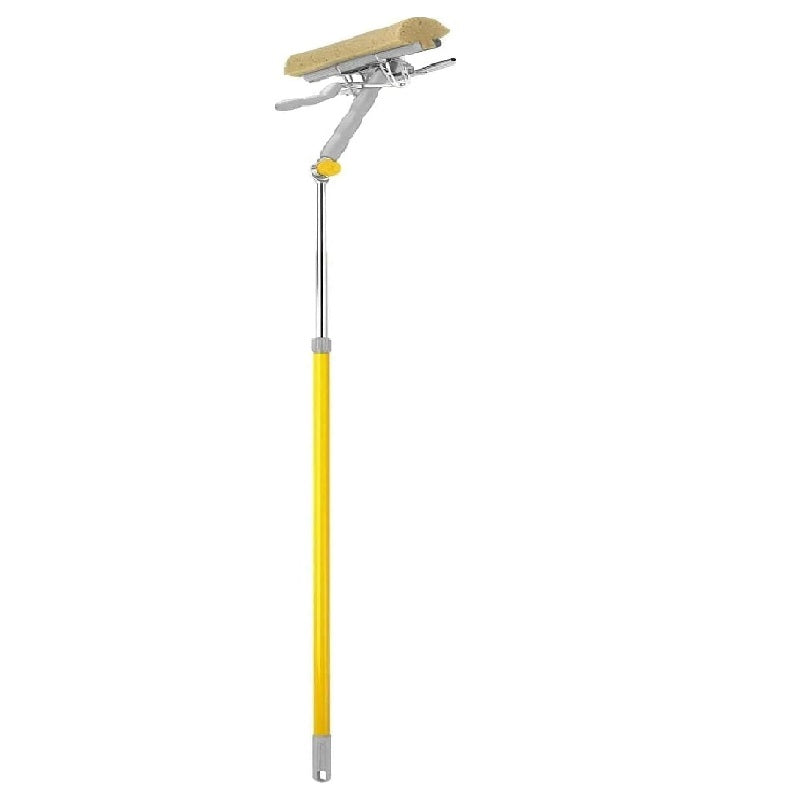 Window cleaner with wringer sponge for washing and rubber for drying, extendable handle 110-174 cm, for professional glass and window cleaning, with movable head.