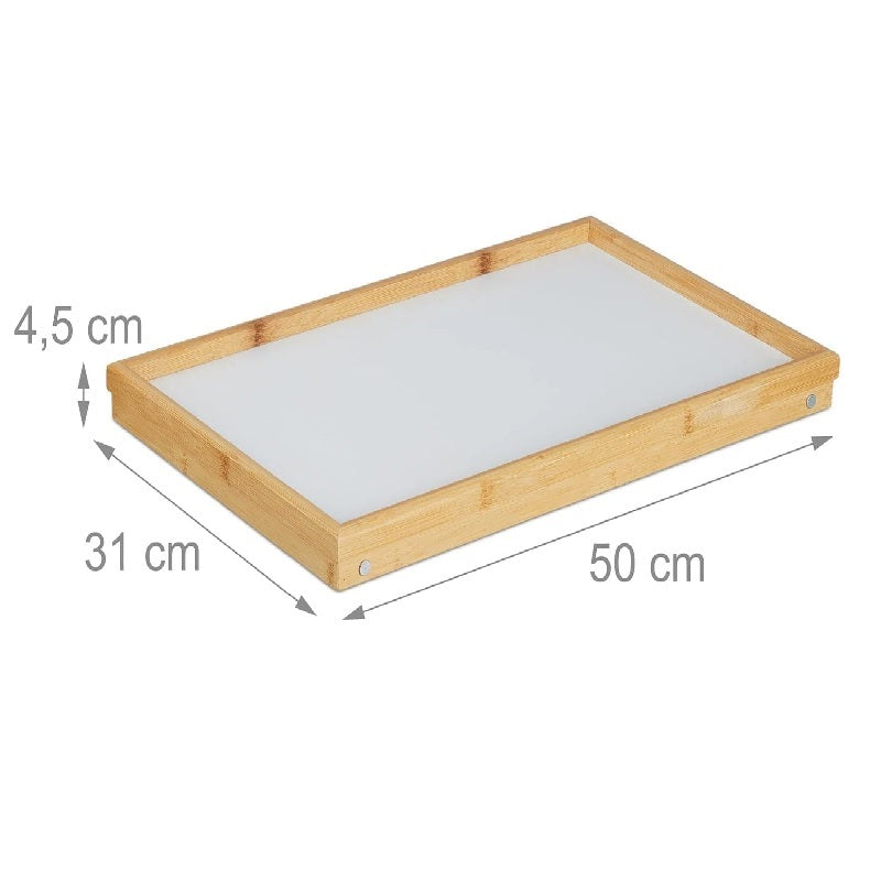 FERCASASHOP - Bed Tray, Armchair Tray, Folding Bamboo Tray, Breakfast Tray, with Folding Legs, Natural Color, Brown, 31x50x23.5 cm