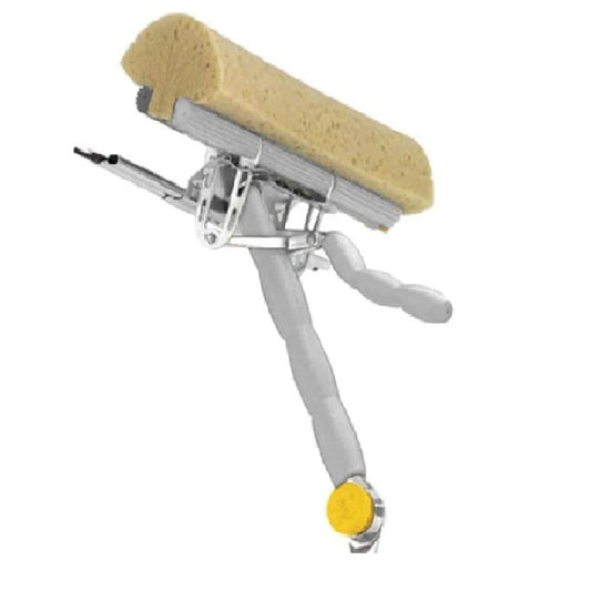 Window cleaner with wringer sponge for washing and rubber for drying, extendable handle 110-174 cm, for professional glass and window cleaning, with movable head.