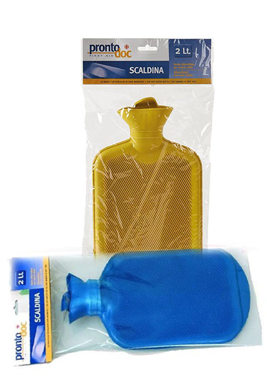 2 Lt. certified hot water bottle, double wall, assorted colors