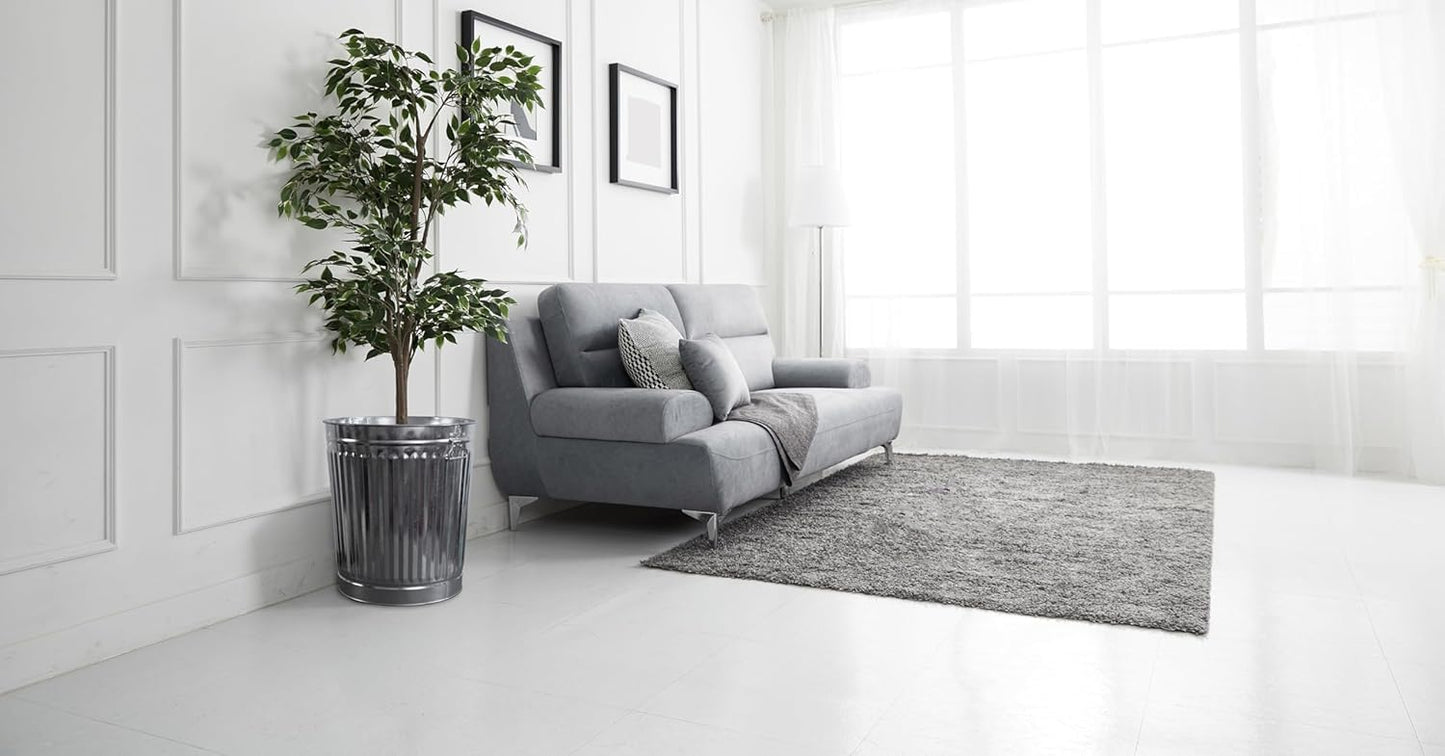 Bidone per Rifiuti con Coperchio, Diametro 42 cm, Altezza 49 cm, in Zinco, Capienza 62 Litri, Cestino, Pattumiera per Immondizia, per Spazzatura, Bidone con Maniglie