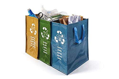 Pattumiere Raccolta Differenziata Aperte da Interno e Esterno Colorati Secchi Spazzatura Contenitori Rifiuti Riciclaggio Carta Vetro Plastica + Omaggio pattumiera Indifferenziata da Lt.62