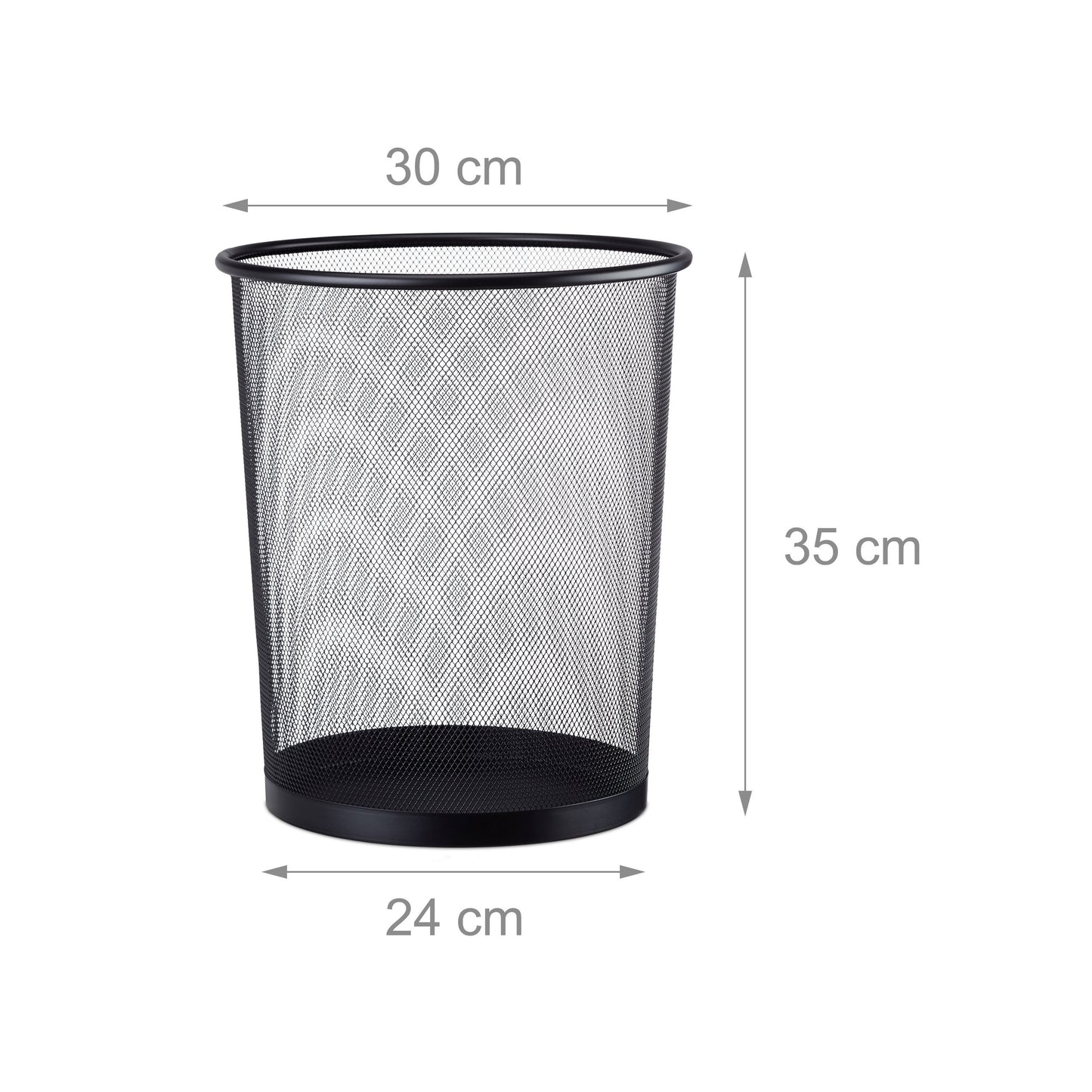 Large Metal Waste Paper Bin for Office, 20 Litres, Ø 30 cm, Height 35 cm, Different Colours