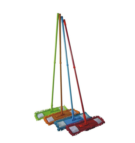 MICROFIBER MOP BROOM. DUST-CATCHING, WASHING, AND DRYING MOP WITH REPLACEABLE MICROFIBER CLOTH. EXTENDABLE TELESCOPIC WAND. EURONOVITA' SRL EN-86344