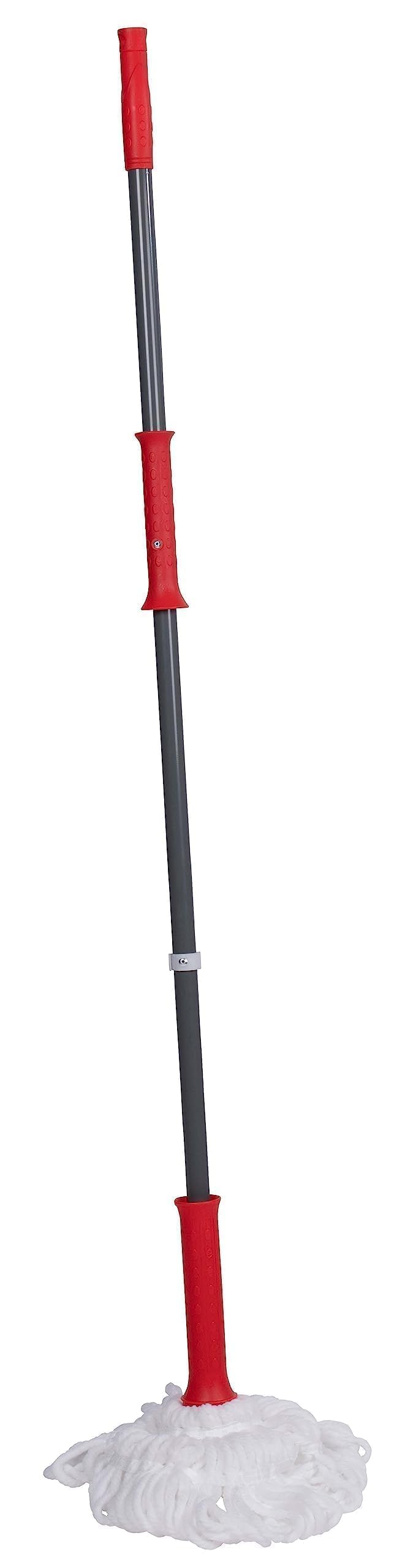 Mocio in microfibra – 125 x Ø 7,5 cm – Facile da strizzare – Rosso/Grigio