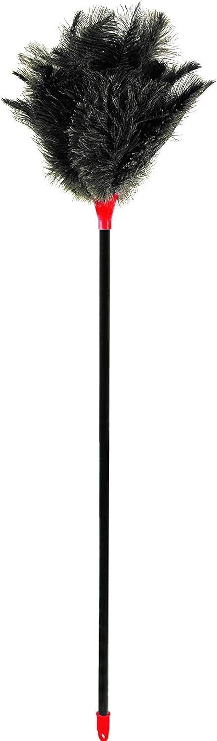 Natural Ostrich Feather Duster, 95cm Long, 20mm Diameter - For Cleaning Grooves, for Bedrooms, Living Rooms, Bookstores, Offices, Shops.