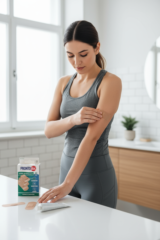 Applicazione cerotto dopo attività sportiva