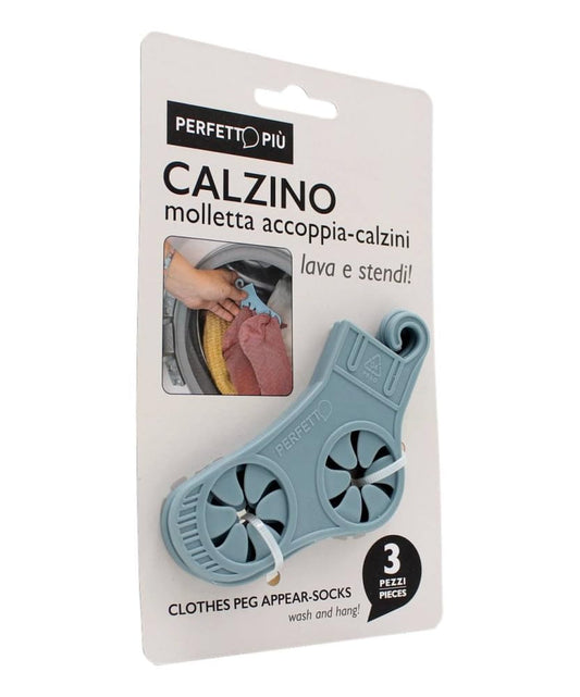 Sock Clip, 3 Pieces, Polypropylene (PP), Wood, Blue