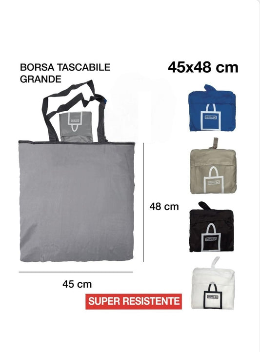 4 Pezzi Borsa Pieghevole Multiuso, Poliestere, 4 Colorazioni, Lavabile, Riutilizzabile, per Supermercato, Viaggi, Campeggio