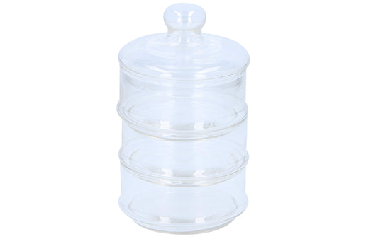 EDCO Bon Bon Sweet Jar Container with 3 Stackable Glass Jars and Lid for Confetti, Parties and Ceremonies