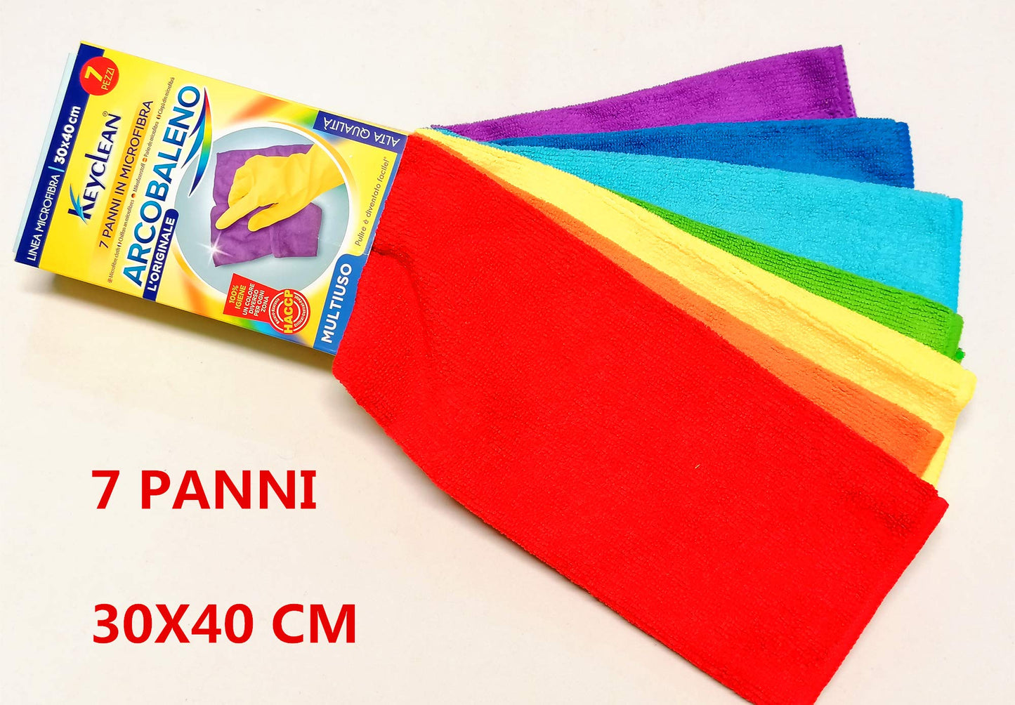 Keyclean Kitchen Dish Towels 7 Multipurpose Microfiber Cloths 30x40cm - 7 Pieces of Multicolored Rainbow Dish Towels for Complete Cleaning of Your Home
