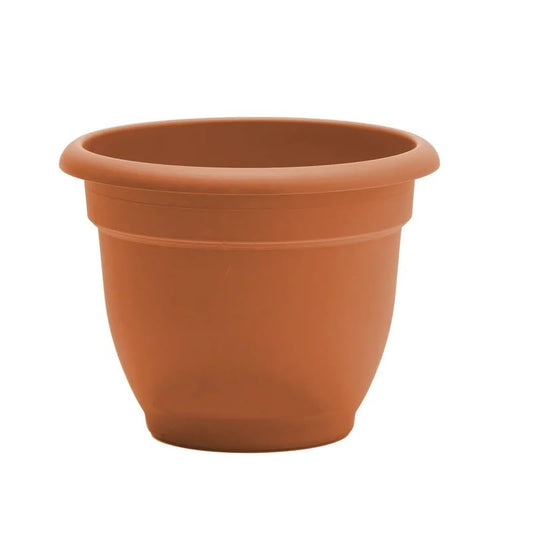 FERCASASHOP Round Plant Pot for Flowers and Plants + Saucer, Terracotta-Colored Plastic, with Drainage Holes, UV Resistant - Outdoor Garden Balcony Terrace, Made in Italy