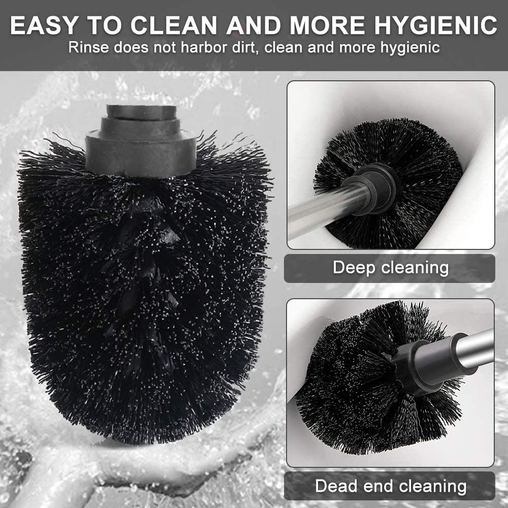 Brosse de toilette avec manche en acier inoxydable à fil noir