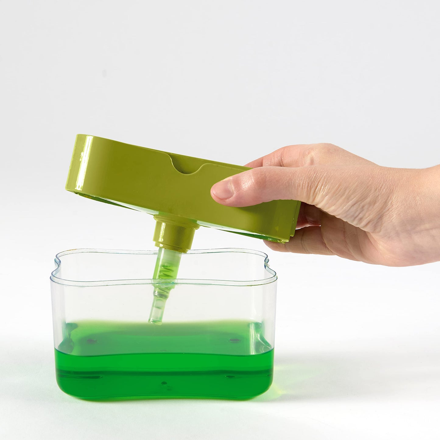 DISH/DISHWARE SOAP DISPENSER - with abrasive sponge