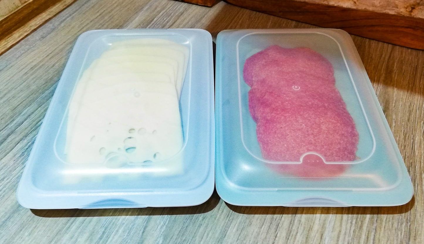 Set 4 Contenitori Salumi e Formaggi 25x17cm - Porta Affettati Impilabili Frigorifero - Lavastoviglie