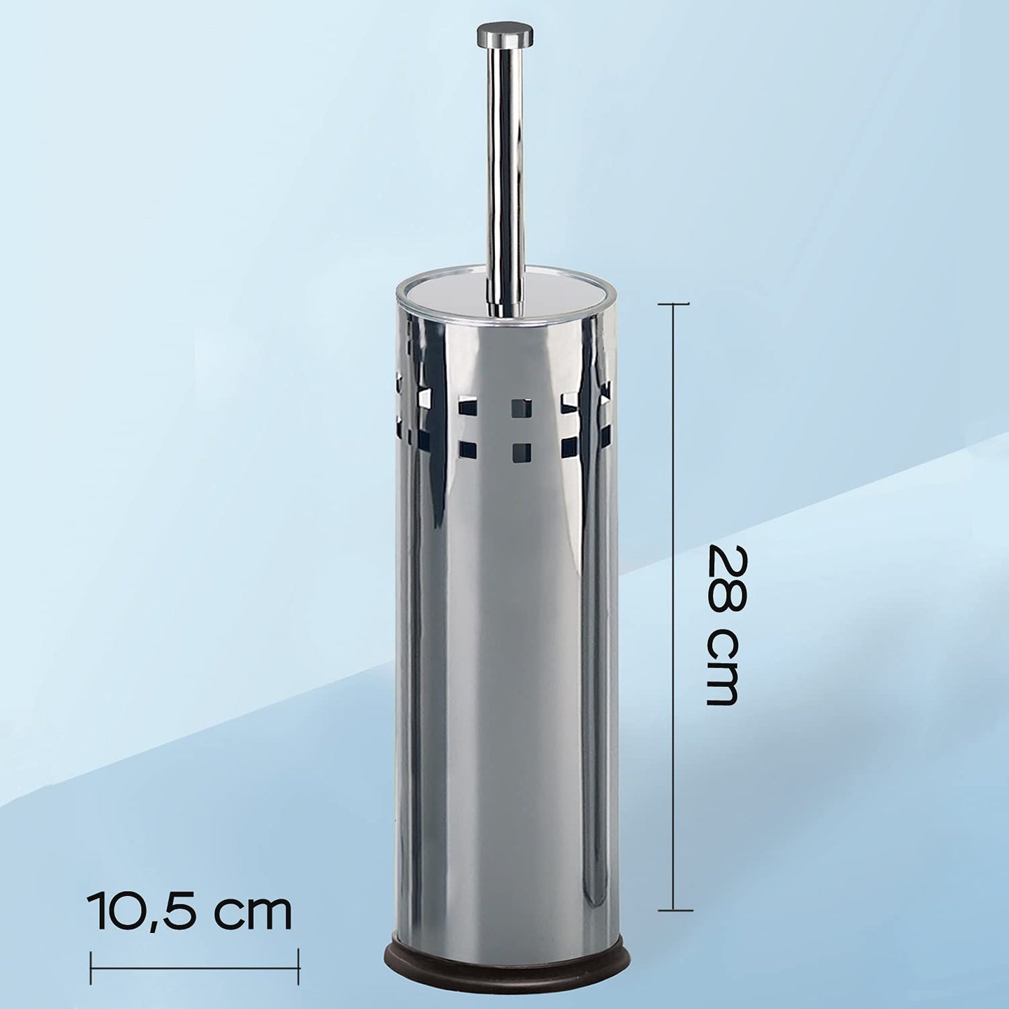 GEDY G-Oriente Chrome Toilet Brush, Dimensions and weight: 37X9.5X9.5 CM & 0.356 KG, Toilet brush made of stainless steel, Toilet brush designed by R&S Gedy, 2-year warranty