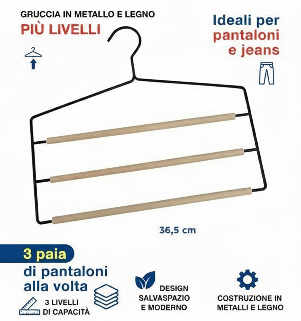 Grucce multirighe con legno 36.5cm