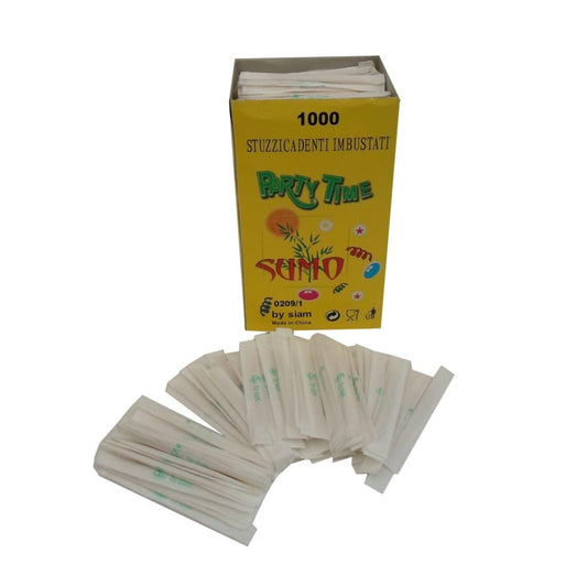 STUZZICADENTI CM.10 CONFEZIONE 1.000 PEZZI IMBUSTATI SINGOLARMENTE