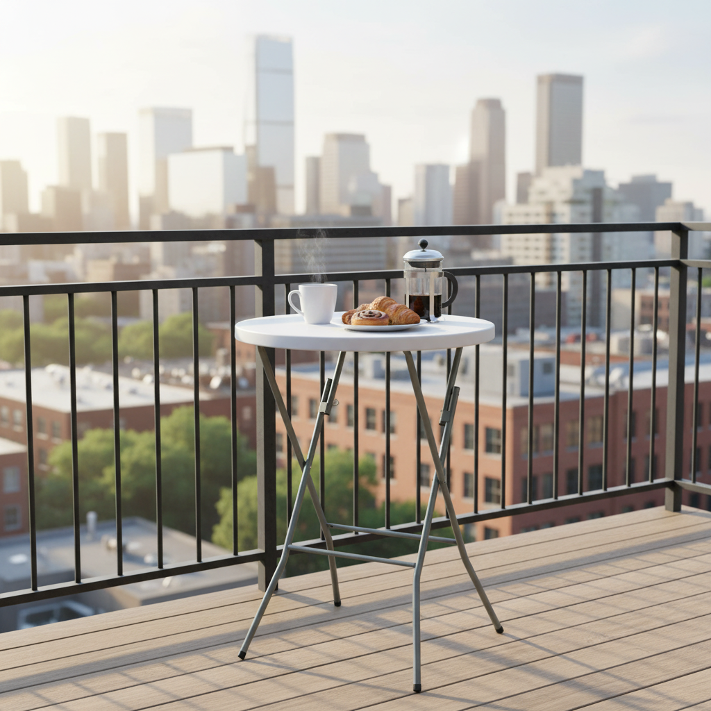 Colazione su balcone urbano