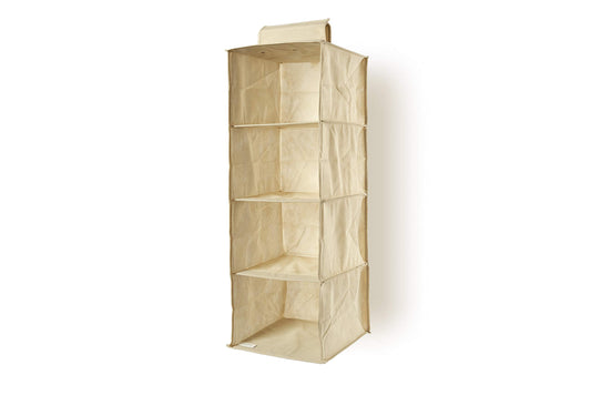 Tnt Vertical Container 4 Shelves, Fabric, Ecru, 30.0x30.0x84.0 Cm