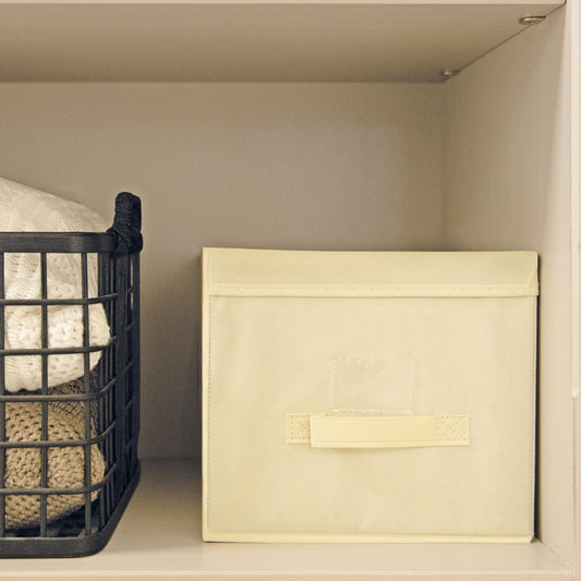 Scatola Custodia Tnt, Tessuto, Ecru, 30.0x40.0x25.0 Cm