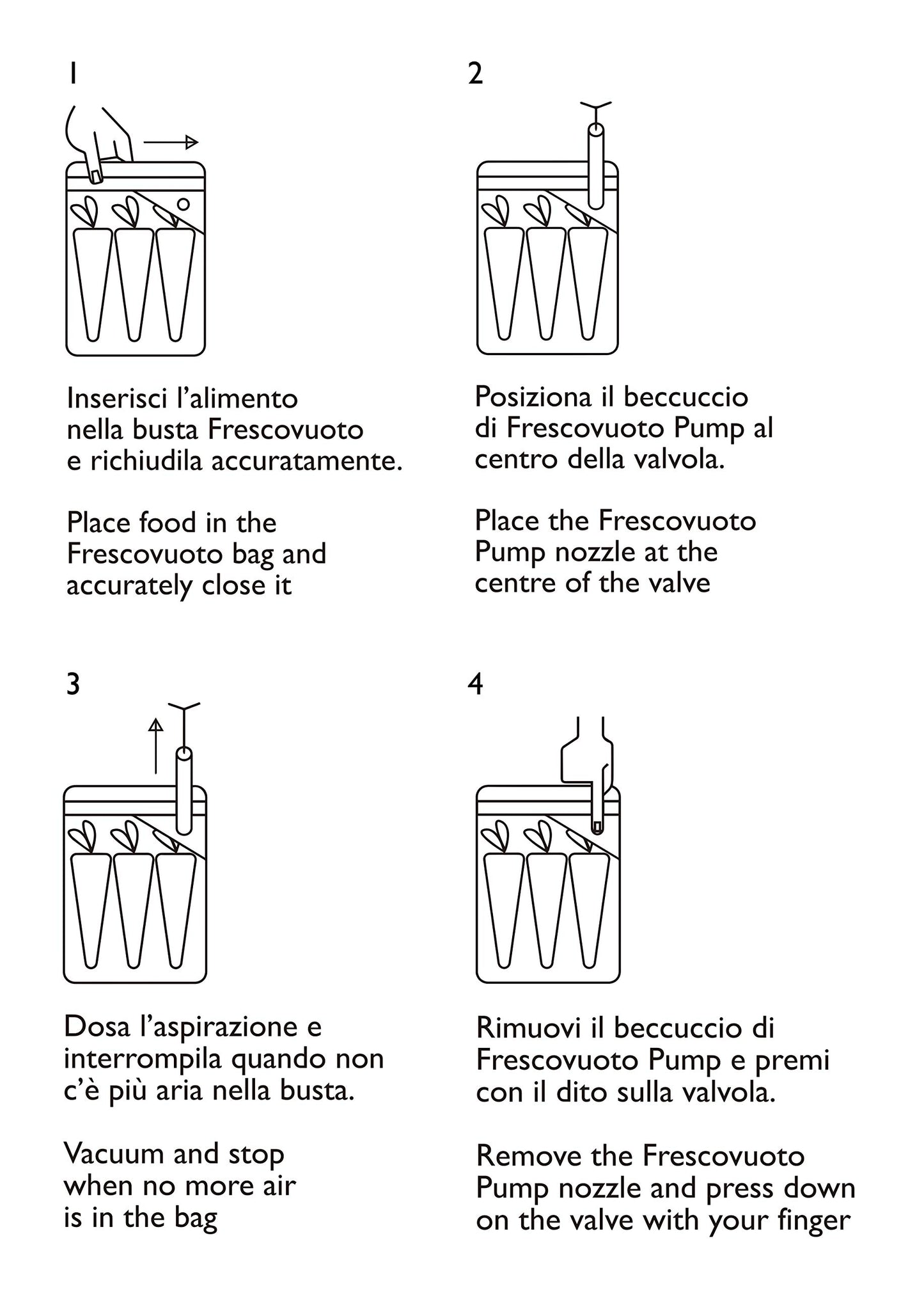 Kit per sottovuoto - 8 buste + pompetta manuale - coll. Frescovuoto