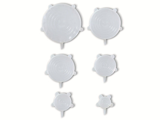 Alpina Flexible Lid - Silicone Lid - Stretch - Ø 6/9/11/14/16/20 cm - Reusable - Set of 6 - Transparent