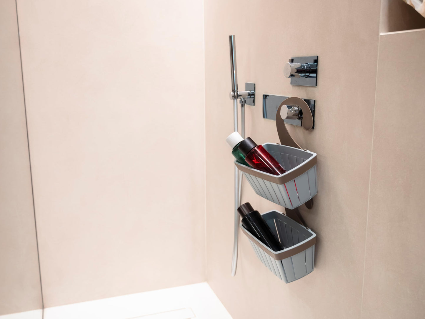 Ecoplast, Basket with Universal and Removable Hook, Can be Hung in Any Bathroom as a Shower Caddy, Made of Recycled Plastic, Eco-sustainable Item, Anthracite Color