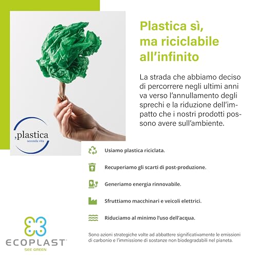 Ecoplast Watering Can, Ideal for Gardening, Plants and Flowers, Easy to Use, Resistant, Long-lasting and Non-deformable, with Shower Head Included, Made in Italy
