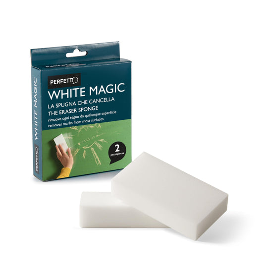 Pack of 2 Stain Remover Sponges, Melamine, White, 12x2.5x6 cm