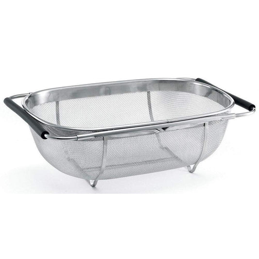 Cestello Scolapasta Estensibile per Lavello Cucina Colpasta Lava Verdure Frutta in Acciaio Inox con Manici Allungabili Fino a 55cm Accessori Cucina