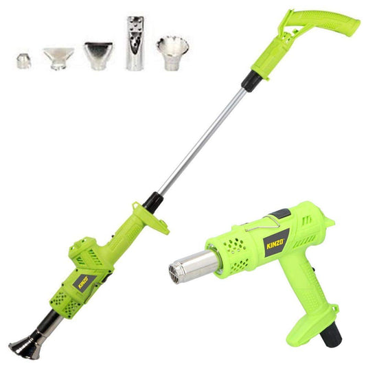 2000W Electric Grass Burner Thermal Weed Killer Telescopic Handle + 80/360 Degree Selectable Temperature Gun with 4 Interchangeable Nozzles Garden Maintenance
