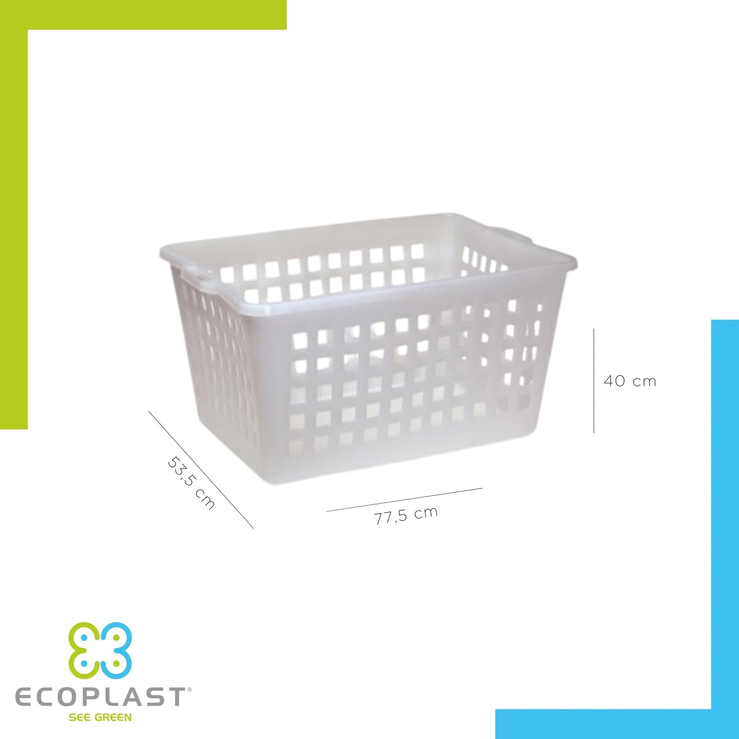 Ecoplast | Large Perforated Bread Basket, 100 L Capacity, Neutral Color, 77.5 x 53.5 x 40 cm, Made in Italy
