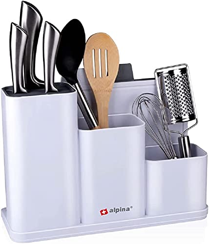 Alpina Kitchen Organizer with Cutting Boards, 34 x 13 x 23 cm, Dishwasher Safe, White