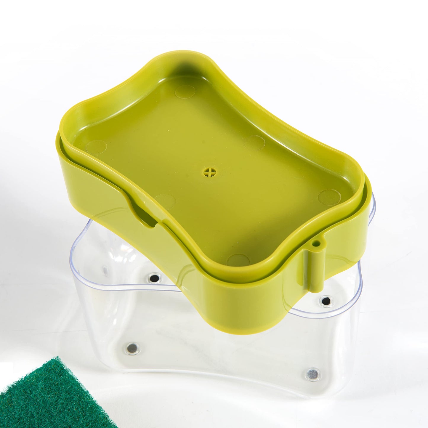 DISH/DISHWARE SOAP DISPENSER - with abrasive sponge