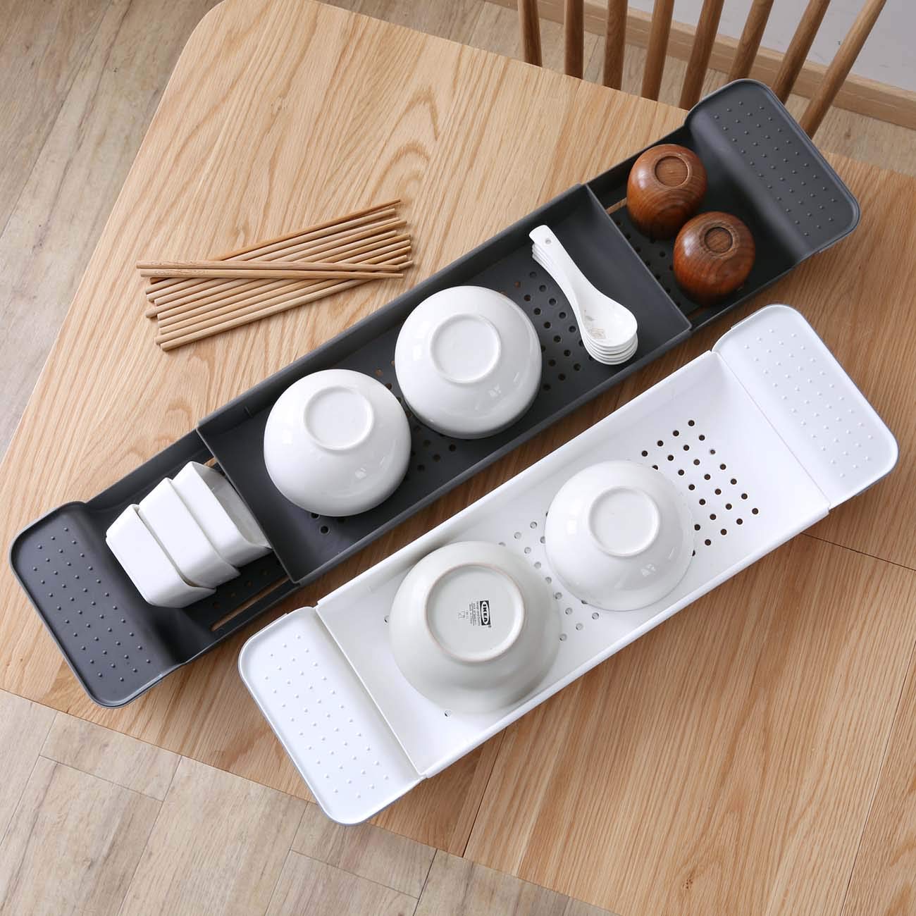 Kitchenmore Bathtub Trays, Bathtub Drainer Tray, Bathtub Storage Tray with Extendable Stand