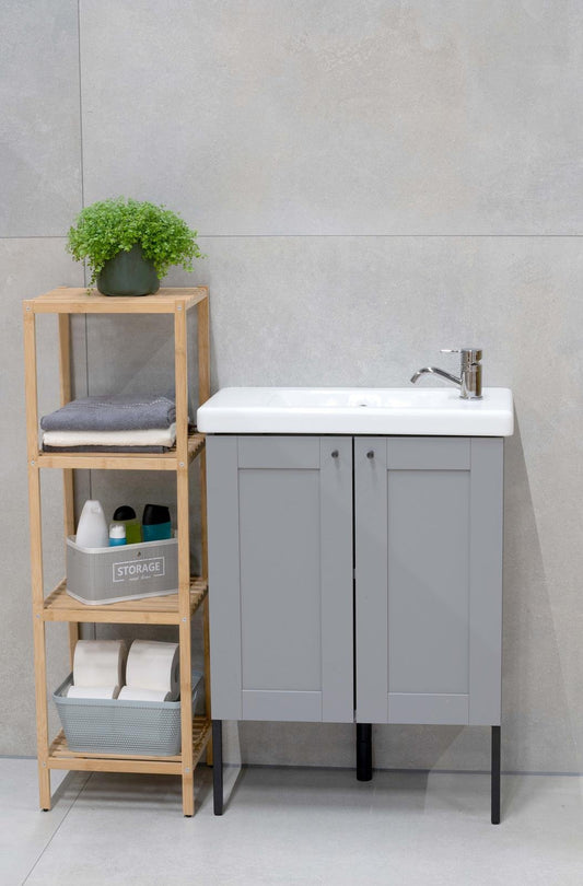 Étagère en bambou à 4 niveaux, 108,5 x 32 x 33 cm - Meuble de salle de bain et de cuisine résistant à l'humidité