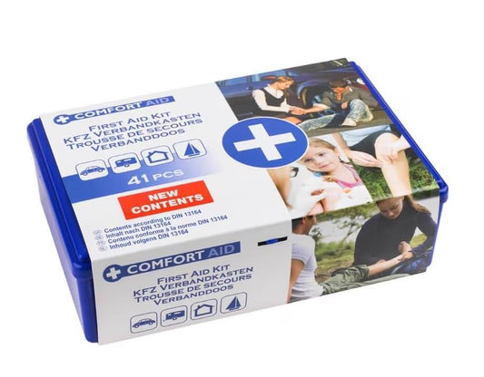 Fercasashop - 41-piece first aid kit for home, work, or travel. Complies with DIN 13164.