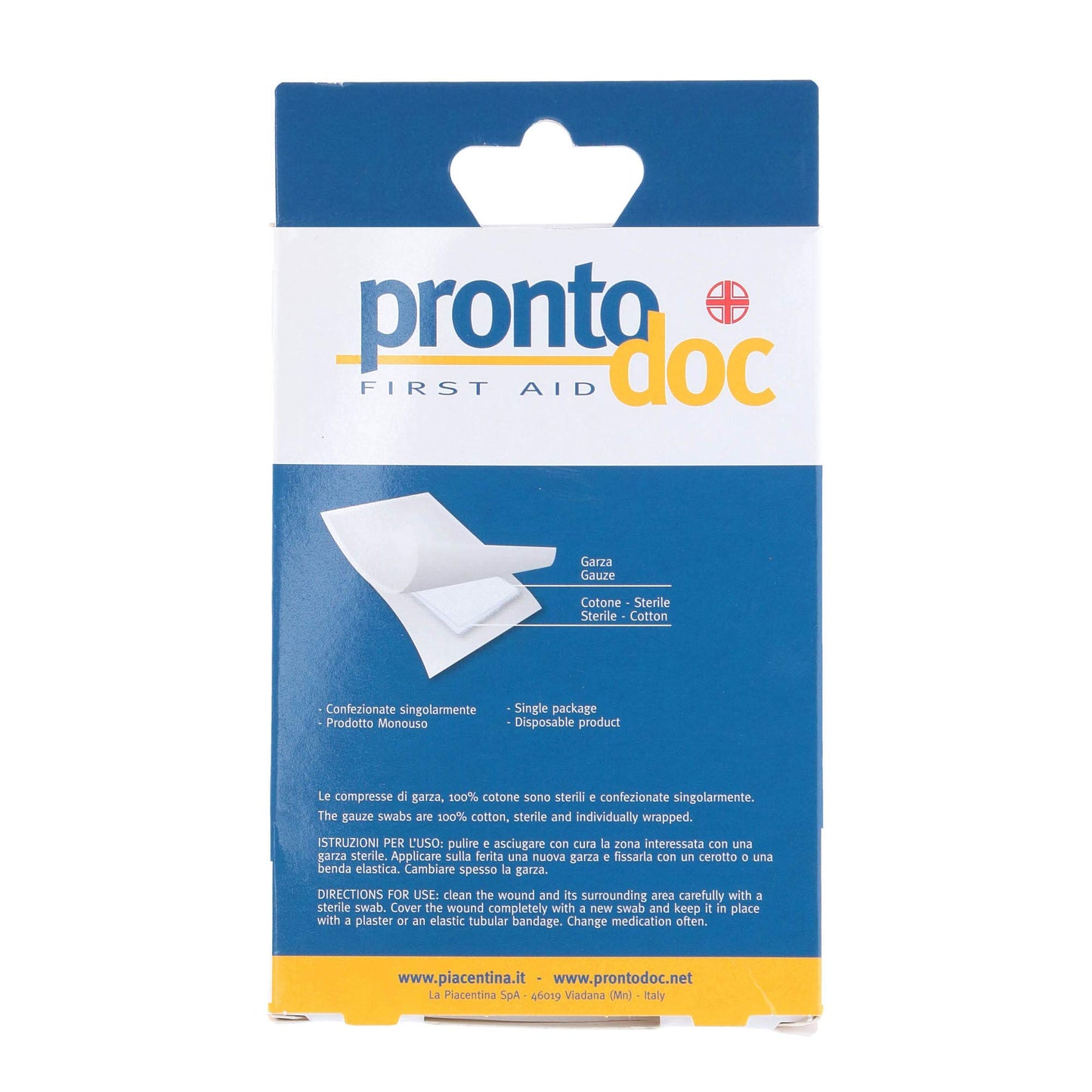 Pronto Doc Cotton Gauze Pads, Sterile and Breathable, 18x40 cm, Pack of 6