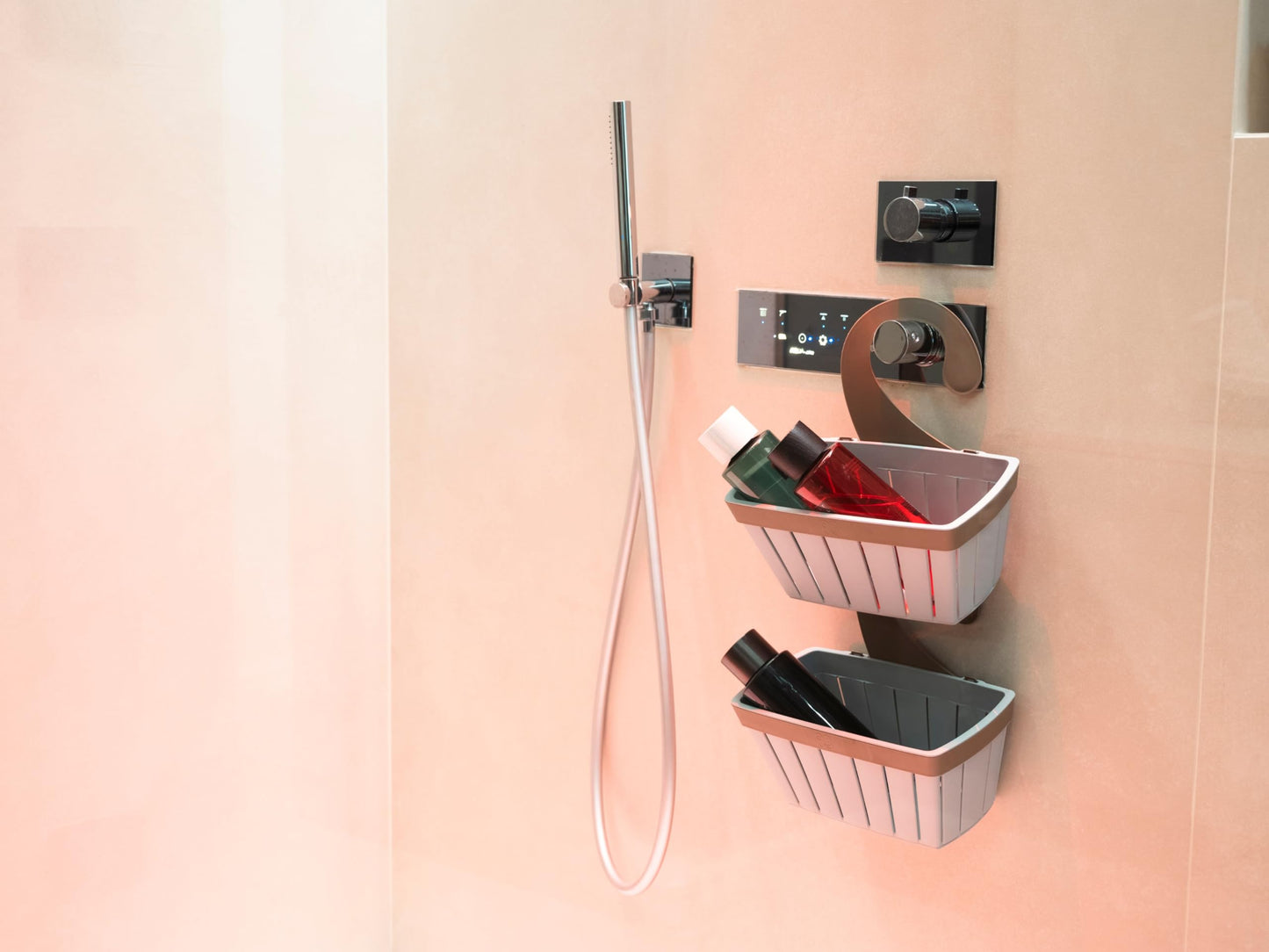 Ecoplast, Basket with Universal and Removable Hook, Can be Hung in Any Bathroom as a Shower Caddy, Made of Recycled Plastic, Eco-sustainable Item, Anthracite Color