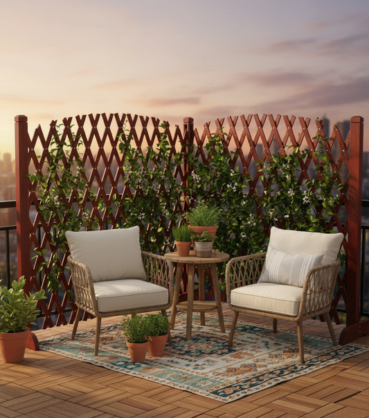 Grigliato crea angolo intimo su balcone