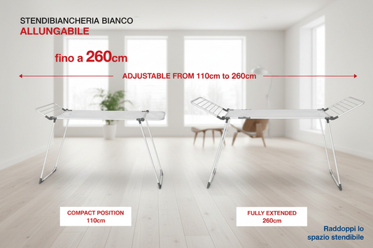Confronto stendibiancheria compatto vs esteso - versatilità spazio