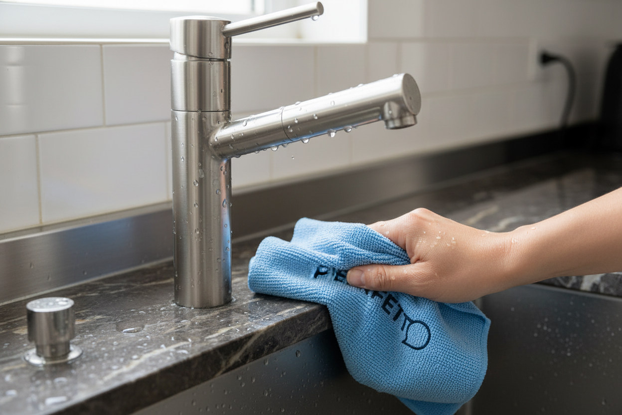 Pulizia rubinetto acciaio