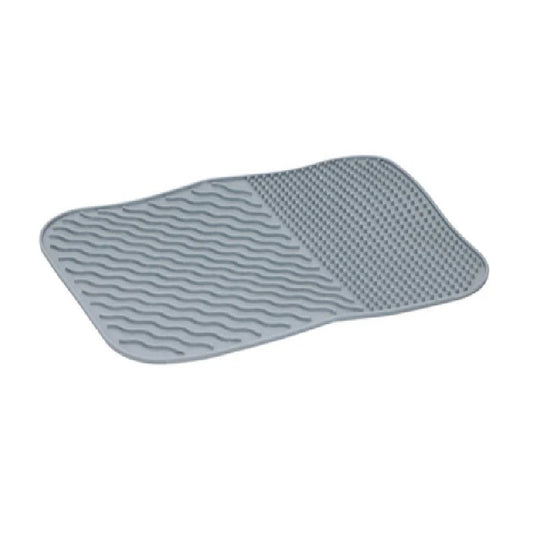 Alpina Sink Draining Mat - Kitchen Accessories - Silicone Kitchen Base with Ribs - Dishwasher Safe Draining Mat 34.5 x 26.5 cm - Grey