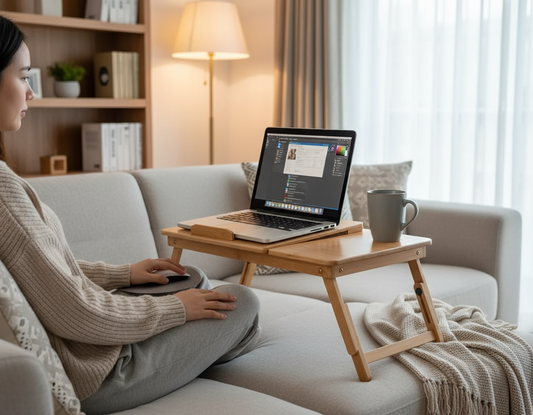 Tavolino in bambù lifestyle - Uso sul divano