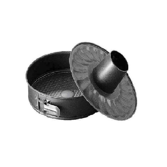Double-Sided Cake Pan with Frame, Die-Cast Aluminum, Black, 28x28x7 cm