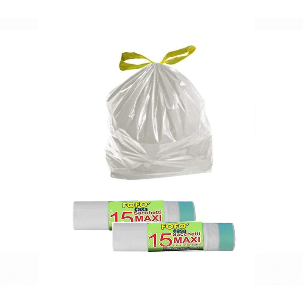 Rouleau de 15 sacs poubelle bleus, format MAXI (70 x 75 cm), avec poignées, pour poubelle IRPOT Ecoplast de 28 L et 35 L.